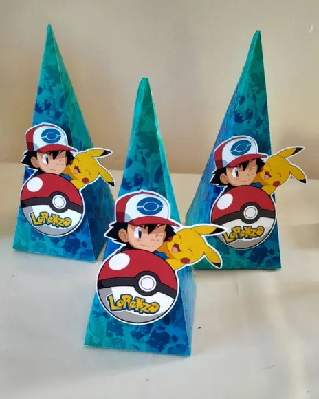 Kit com 10 Caixa Pirâmide 3d -pokemon
