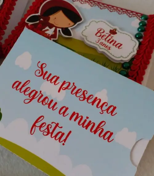 Kit com 10 Porta Kitkat 3d Luxo - Chapeuzinho Vermelho