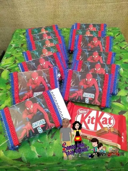 Kit com 10 Porta Kitkat 3d Luxo - Homem Aranha Modelo 03