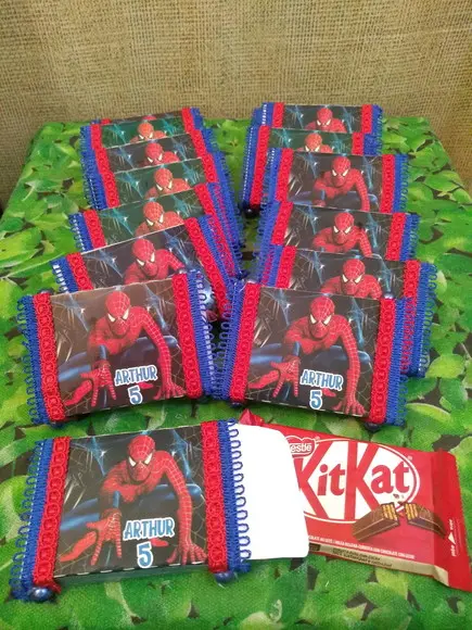 Kit com 10 Porta Kitkat 3d Luxo - Homem Aranha Modelo 03