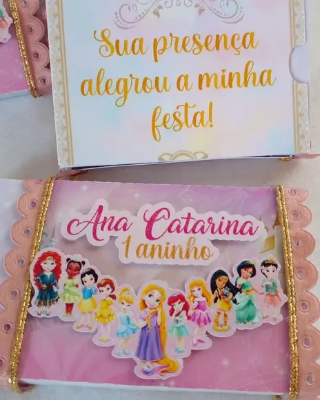 Kit com 10 Porta Kitkat 3d Luxo - Princesas Disney