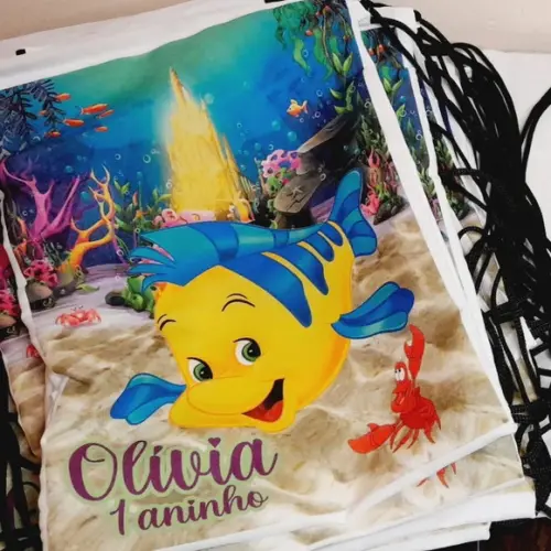 Kit com 10 Sacomochila - Pequena Sereia e Linguado