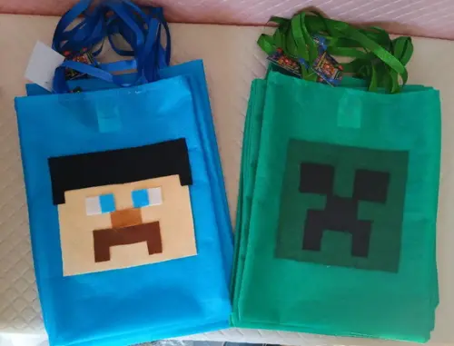 Kit com 14 Sacolas em Tnt com Aplique em Feltro - Minecraft
