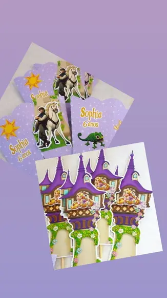 Kit com 15 Cachepô Centro de Mesa - Rapunzel