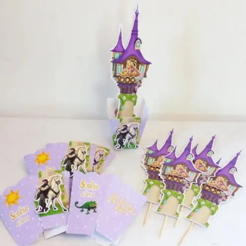 Kit com 15 Cachepô Centro de Mesa - Rapunzel