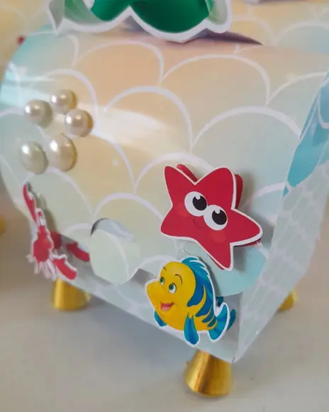Kit com 15 Caixas Baú 4d Luxo - Ariel Pequena Sereia