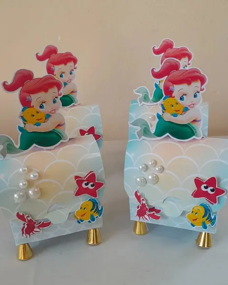 Kit com 15 Caixas Baú 4d Luxo - Ariel Pequena Sereia