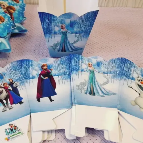 Kit com 15 Centro de Mesa - Cachepô Frozen com Laço