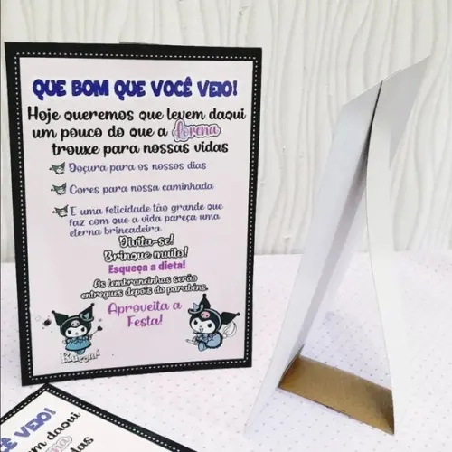 Kit com 15 Display Mesa - Placa de Agradecimento Kuromi