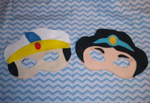 Kit com 15 Jasmine e Aladdin Máscara em Feltro