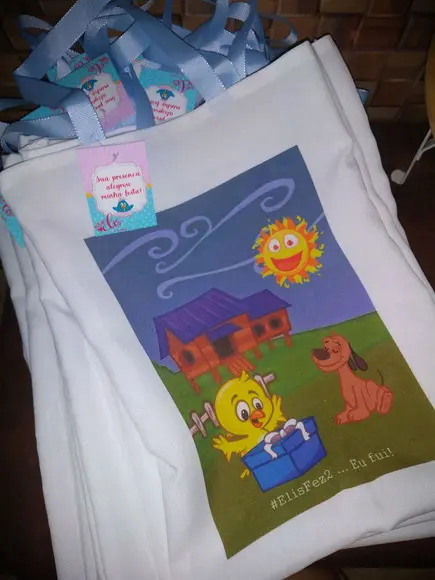 Kit com 15 Sacola Tecido - Galinha Pintadinha