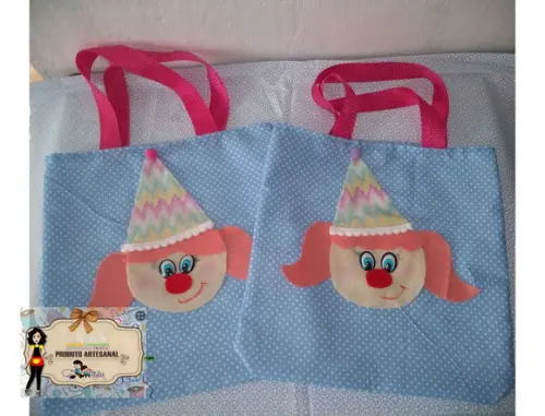 Kit com 15 Sacola Tecido - Circo Rosa