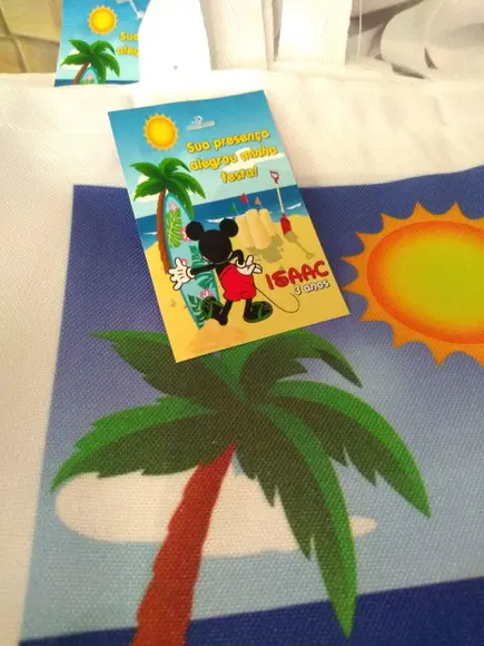 Kit com 15 Sacola Tecido - Mickey Praia