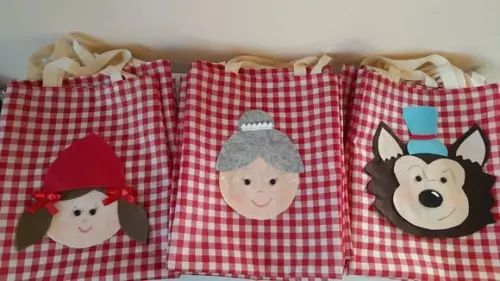 Kit com 15 Sacola Tecido - Vovó da Chapeuzinho Vermelho