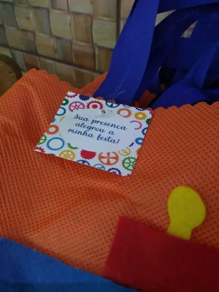Kit com 15 Sacolas em Tnt com Aplique em Feltro Robô