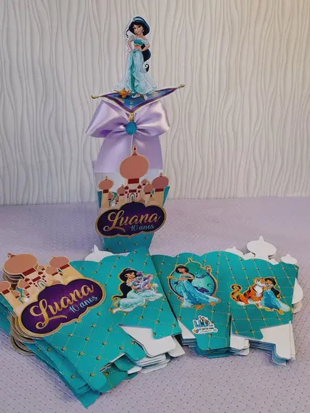 Kit com 20 Cachepô Centro de Mesa - Princesas Disney Jasmine