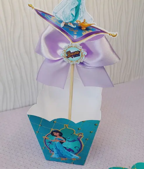 Kit com 20 Cachepô Centro de Mesa - Princesas Disney Jasmine
