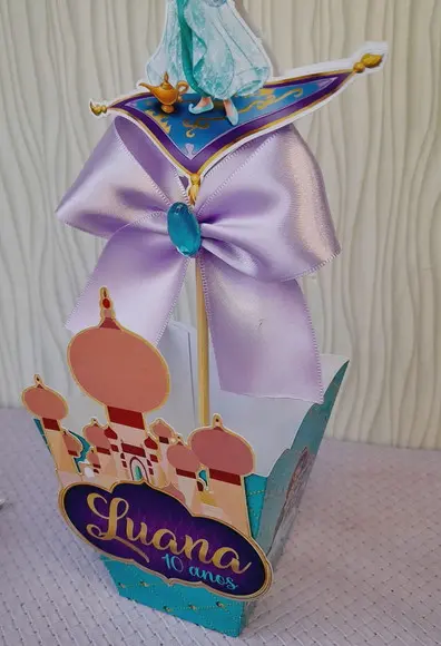 Kit com 20 Cachepô Centro de Mesa - Princesas Disney Jasmine