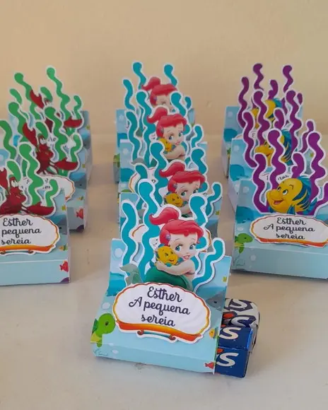Kit com 20 Porta Bis Duplo 3d - Ariel Pequena Sereia