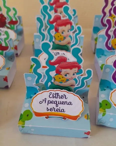 Kit com 20 Porta Bis Duplo 3d - Ariel Pequena Sereia