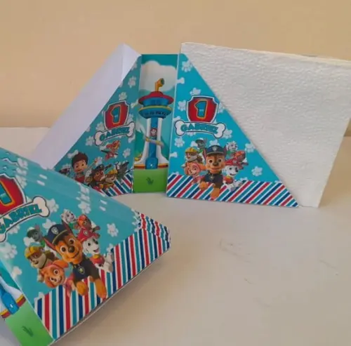 Kit com 20 Porta Guardanapo Patrulha Canina 2