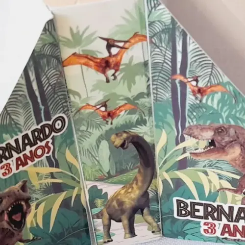 Kit com 20 Porta Guardanapos Dinossauro Jurassic Park