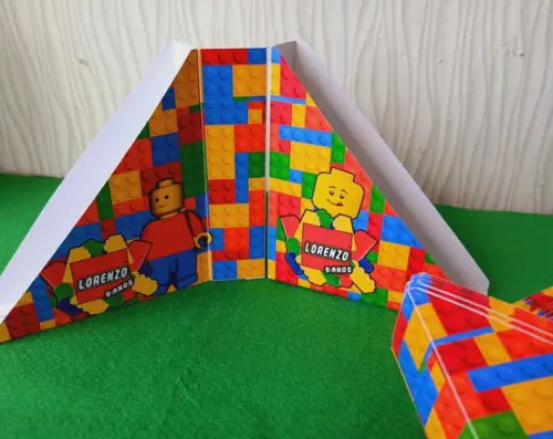 Kit com 20 Porta Guardanapos Lego - Fazemos Outros Temas
