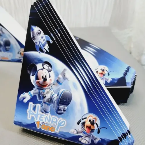 Kit com 20 Porta Guardanapos Mickey Astronauta