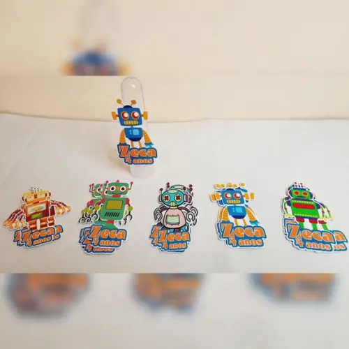 Kit com 30 Robô Apliques 3d para Tubetes