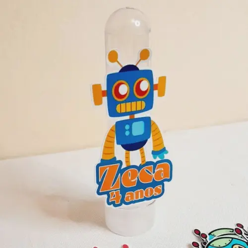 Kit com 30 Robô Apliques 3d para Tubetes