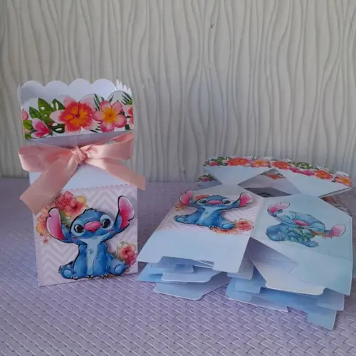 Kit com 5 Caixa Bala 3d Stitch e Angel