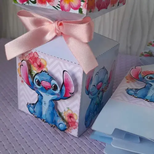 Kit com 5 Caixa Bala 3d Stitch e Angel