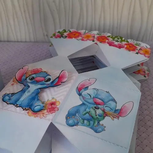 Kit com 5 Caixa Bala 3d Stitch e Angel