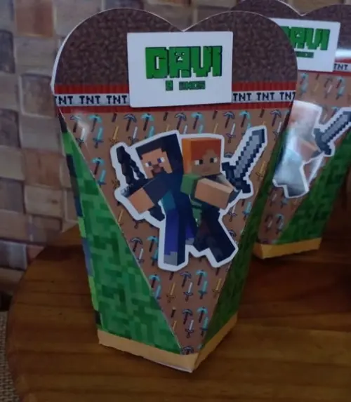 Kit com 5 Caixa Coração 3d - Minminecraft