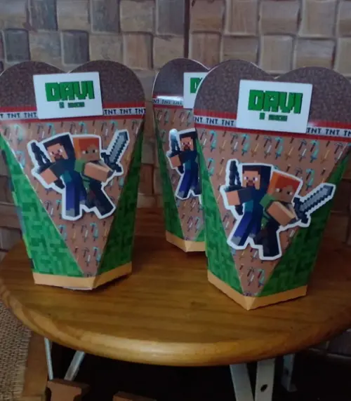 Kit com 5 Caixa Coração 3d - Minminecraft