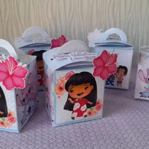Kit com 5 Caixa Cubo 3d Stitch e Angel