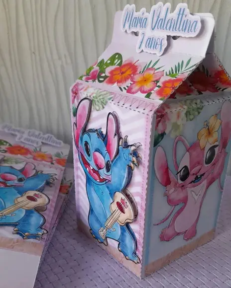Kit com 5 Caixa Milk 3d Stitch e Angel