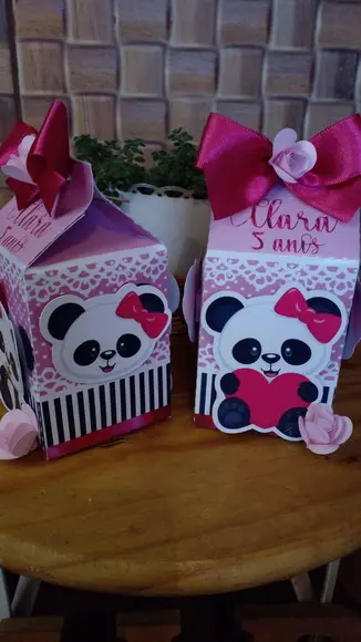 Kit com 5 Caixa Milk Luxo Panda