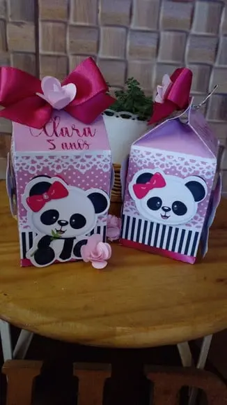 Kit com 5 Caixa Milk Luxo Panda
