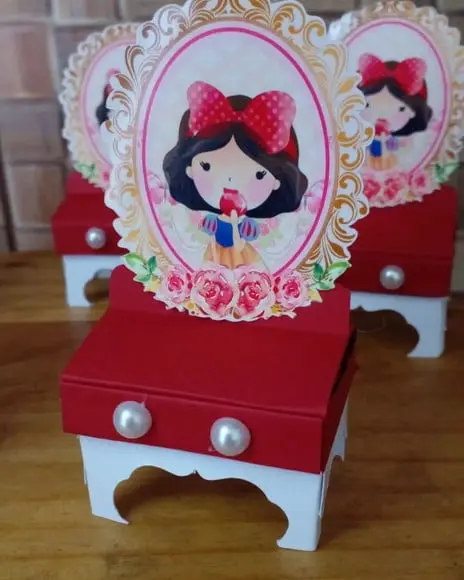 Kit com 5 Caixa Penteadeira - Branca de Neve