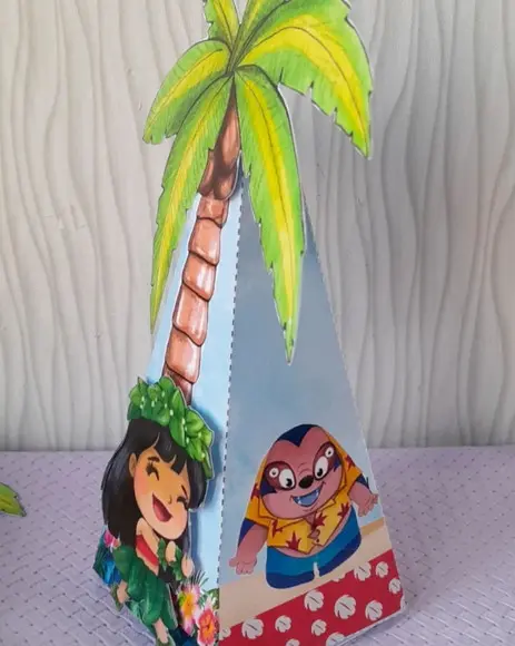 Kit com 5 Caixa Pirâmide 3d Stitch e Angel