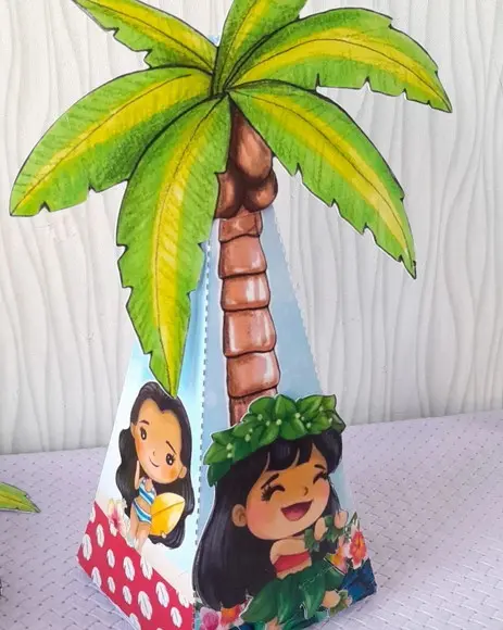 Kit com 5 Caixa Pirâmide 3d Stitch e Angel