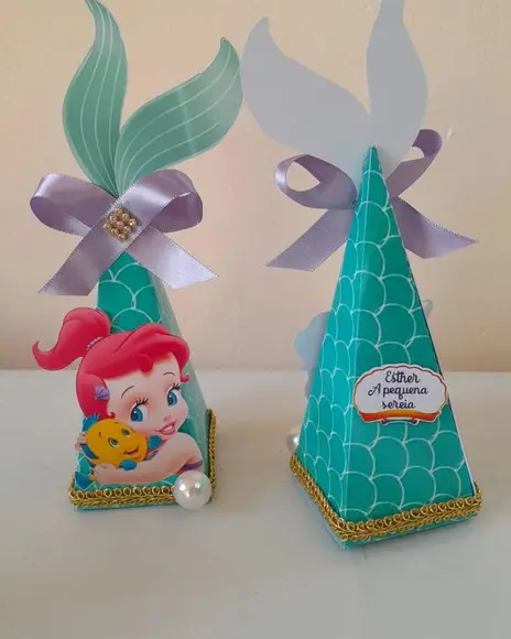 Kit com 5 Caixa Rabo de Sereia - Ariel Pequena Sereia