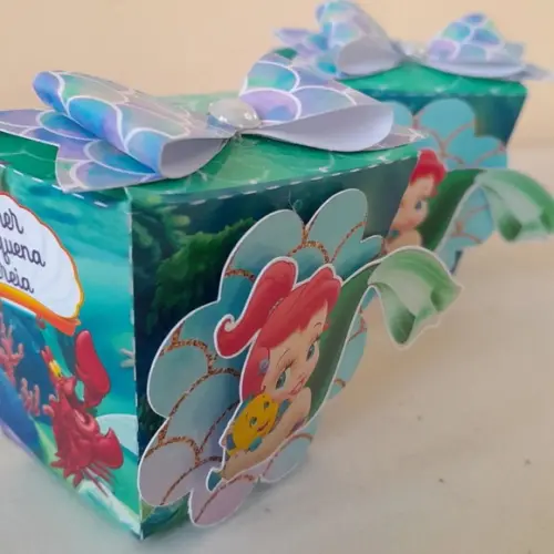 Kit com 5 Caixa Sushi 3d Luxo - Ariel Pequena Sereia