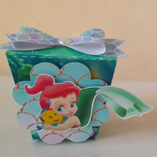 Kit com 5 Caixa Sushi 3d Luxo - Ariel Pequena Sereia