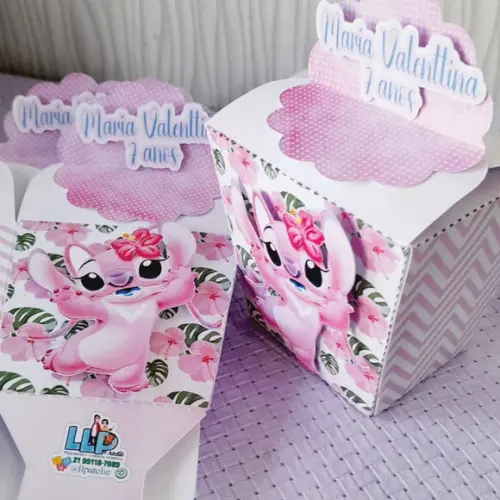 Kit com 5 Caixa Sushi 3d Stitch e Angel