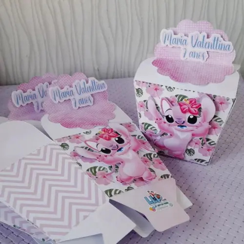 Kit com 5 Caixa Sushi 3d Stitch e Angel