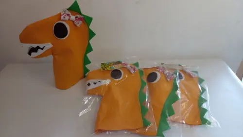 Kit com 5 Fantoche Dinossauro