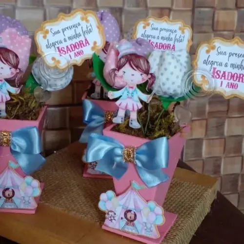 Kit Feltros Personagem e Centro de Mesa Tulipas Circo Rosa