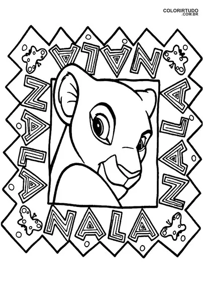 Kit Lembrança Princesa Nala Centro de Mesa + Kit Colorir